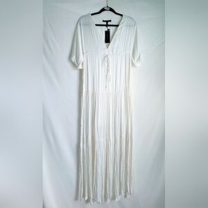 BCBGMaxAzria Ivory Satin Tiered Maxi Dress NWT XXS